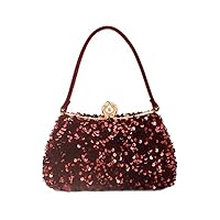 YYW Women Sequin Clutches Evening Bags Sparkly Vintage Pattern Handbags with Detachable Chain Strap Clutch Gift for Women Weddings Cocktail Parties