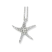 Sterling Silver CZ Starfish 18in Necklace