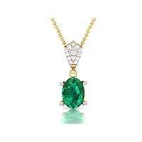 Tortoise Shape Lab Made Emerald 925 Sterling Silver Pendant Necklace with Cubic Zirconia Link Chain 18