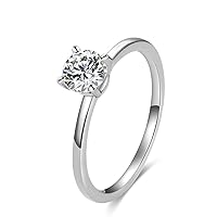 Round Brilliant Cubic Zirconia Titanium Engagement Ring, Titanium CZ Wedding Band, Eternity Rings for Women Size 7 to 10