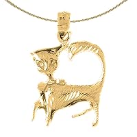 14K Yellow Gold Cat Pendant with 18