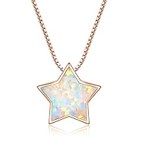 CiNily 14K Gold Plated Moon Star Opal Pendant Necklace Cute Dainty Opal Jewelry Gifts for Women Girls