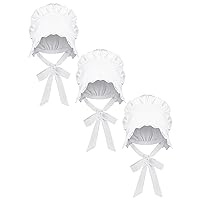 Newcotte 3 Pieces Women's Bonnet Colonial Hat Mob Bonnets White Bonnet Adult Handmaids Costume with Adjustable Straps