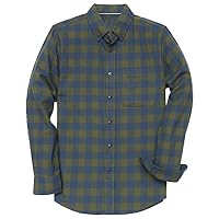 Flannel Shirts for Men Long Sleeve Button Down Plaid All Cotton Casual Shirt with Pocket