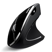 Perixx PERIMICE-813B Bluetooth Vertical Mouse - Wireless 3-in-1 Multi-Device Technology - Travelling Carry Bag - Black - Right Handed