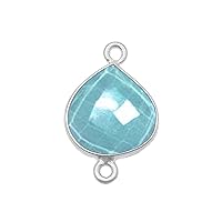 Aquamarine Stone Necklace for Jewelry Making - 12mm 15mm 18mm 25mm 30mm Heart Bezel Charms Pendants 24K Gold Plated Over 925 Sterling Silver Chakra Anklet DIY for Necklace Bracelet Crafting