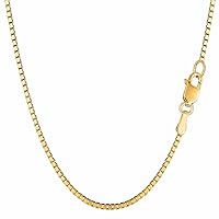 14K REAL Yellow SOLID Gold 1.75mm Thick Shiny Classic Box Chain Necklace for Pendants and Charms with Lobster-Claw Clasp (18