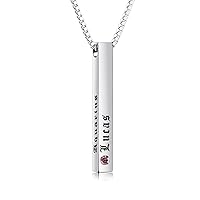 MeMeDIY Personalized Bar Necklace for Men, Customizable Necklace with 3d Vertical Bar Pendant, Engraved Initial Names/Dates/Coordinates/Text, Personalized Jewelry Gifts for Father/Boyfriend