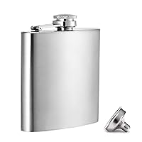 Hillside-Kit Hip Flask Pocket Alcohol Dranking Flask 6 OZ Stainless Steel Leak proof with Funnel Flask set (Silver)