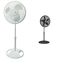 Lasko Oscillating Pedestal and Stand Fans, White 16 Inch and Black 18 Inch