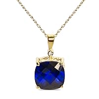 The Diamond Deal 10k Yellow Or White Gold Lab-Created Gemstone Birthstone Solitaire Pendant For Women |April Birthstone Gemstone Pendant | Accented Diamond Pendant For Women | With 18 inch Gold Chain