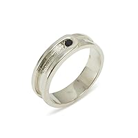 18k White Gold Natural Sapphire Mens Band Ring - Sizes 6 to 12 Available
