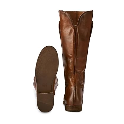 Frye Paige Tall Riding Boots for Women Made from Antiqued Italian Leather with Overlapping Front Panels, Stacked Leather Heel, and Leather Outsole – 16” Shaft Height