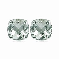 3.40-3.65 Cts of AA 8 mm Cushion Checker Board Green Amethyst Matched Pair (2 pcs) Loose Gemstones