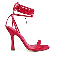 Womens Lace Up Heels Sandals For Womens, Square Toe, Stiletto Heels, Strappy Open Toe Thong Size 5-10