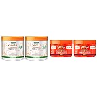 Cantu Leave-In Conditioning Repair Cream with Argan Oil 16 oz (Pack of 2) and Coconut Curling Cream for Natural Hair with Pure Shea Butter 12 oz (Pack of 2) Bundle