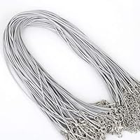 10Pcs/lot Leather Chains Bracelet Pendant Charms with Lobster Clasp for DIY Jewelry Making Findings String Cord 1.5mm - (Color: Grey)