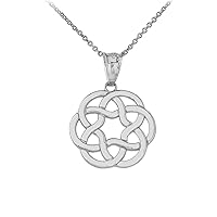 CELTIC KNOT FLOWER PENDANT NECKLACE IN STERLING SILVER - Pendant/Necklace Option: Pendant With 18