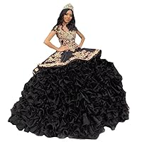 Gold Embroidery Patterns Ball Gown Quinceanera Dresses Mexican Style Off The Shoulder Satin Crystal Prom Sweet 16 Dress 2024