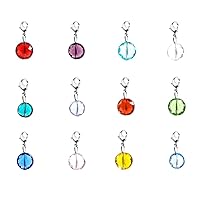 1 Set Clip On Dangle Birthstone Pendant Drops with Clasp 8mm Austrian Crystal Mini Round Beads (12pcs) for Jewelry Craft Making BL13