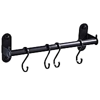 Pot Rack Wall Mounted, 12 inch Kitchen with 4 Hooks, Aluminum Hanging Pot Rack, Rustproof Utensil Rack Wall Mount for Pans and Pots