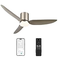 VONLUCE Smart Ceiling Fans with Lights, 52 inch Ceiling Fan with Remote/APP/Alexa/Voice Control, 6 Speed Reversible Noiseless Motor, Modern Flush Mount Ceiling Fan for Bedroom Indoor Farmhouse, Nickel