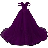 Women's Off The Shoulder Sweet 16 Quinceanera Dresses Lace Long Prom Ball Gowns