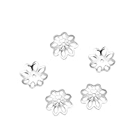 50pcs Adabele Authentic 925 Sterling Silver 8mm (0.31 inch) Floral Flowery Round Bead Cap End Cap Hypoallergenic Nickel Free for Jewelry Making SS120-1