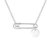 Bling Jewelry Personalize Initial Alphabet A-Z Support Symbol For displaced people Solidarity Round Circle Disc Sideways Safety Pin Necklace Pendant For Women Teen .925 Sterling Silver Customizable