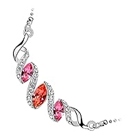 GWG Jewellery Women Necklace Gift 18K White Gold Plated Coloured Sparkling Austrian Main Cristal Within Spiral Embellished with White Stones Unique Pendant Necklace for Women