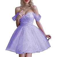 Pearl Tulle Short Prom Dresses Off Shoulder Cocktail Evening Gowns Puffy Mini Homecoming Party Dress for Teens