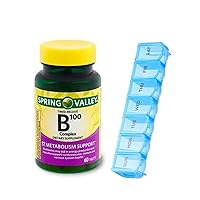 Timed-Release B100 Complex Dietary Supplement, 60 Count by Spring Valley + AM/PM Weekly Pill Box