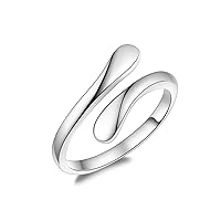 925 Sterling Silver Ring Inspirational Jewelry adjustable Wrap Open Rings for Women Girls