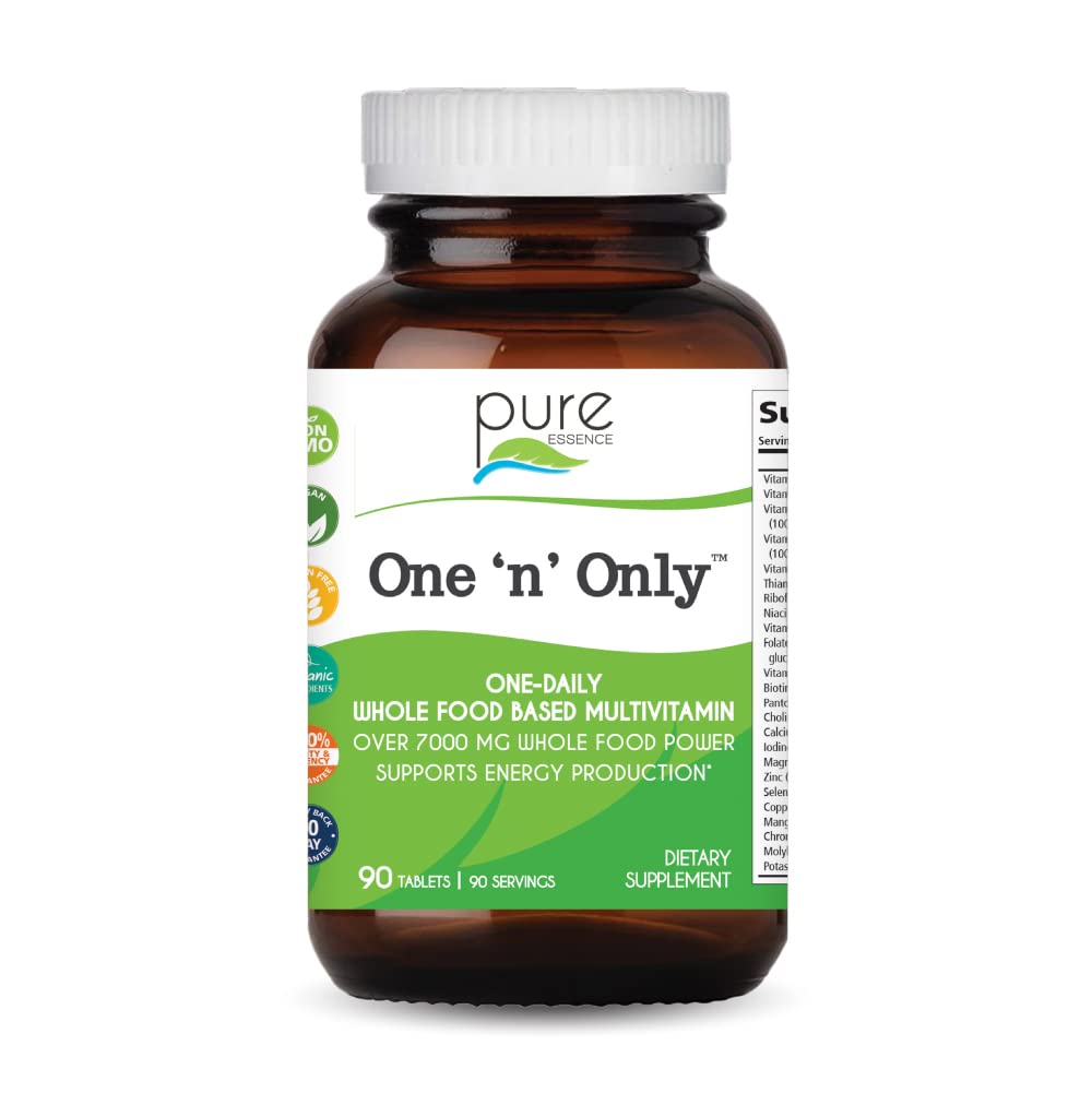 One n Only Whole Food Multivitamin by Pure Essence - Super Energetic Once a Day with Superfoods, Minerals, Enzymes, Vitamin D, D3, B12, Biotin - 90...