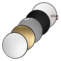 Fotodiox Pro 5-in-1 Reflector - 42in (100cm) Premium Grade Collapsible Disc (Silver/Gold/Black/White/Diffuser)