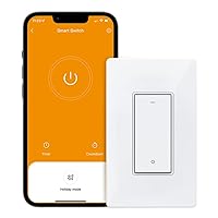 ORVIBO Smart Switch, WiFi Smart Light Switch Compatible with Alexa and Google Home, Single Pole Switch Neutral Wire Required, 2.4GHz, 1 Pack (Remote Not Included)