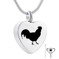 HQ Engraved Heart Cremation Jewelry Memorial Urn Ashes Holder Stainless Steel love you infinite wife Pendant Necklace (Chicken)