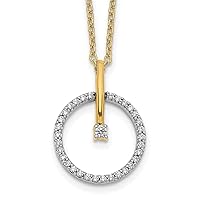 14k Two tone Gold Diamond Circle Necklace Measures 14mm Wide Jewelry for Women