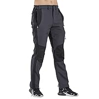 Gash Hao Men's Snow Ski Pants Waterproof Insulated Snowboard Pants Breathable Mesh Fleece Lined Zipper Bottom Ankle