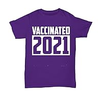 Vaccinated 2021 Clothing Women Men Plus Size Classic Tops Tees Novelty T-Shirt Purple