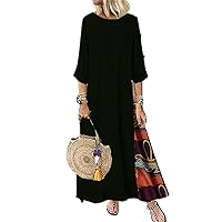 Ethnic Style Dress for Women Long Loose Casual Elegant Clothing Clothes Streetwear