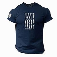 Independence Day Mens T-Shirt Graphic Tee Patriotic Shirts Distressed Short Sleeve Dressy Casual 4Th of July Shirts