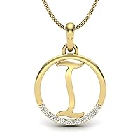 925 Sterling Silver I Letter Initial Pendant Necklace with Moissanite Link Chain 18