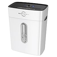 BONSEN White Paper Shredder for Home Office, 8-Sheet Cross-Cut Paper and Credit Card Small Office Shredders, High Security Level P-4 Ultra Quiet Shredder with 4 Gallons Wastebasket (S3101-W)