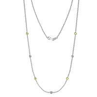7 Stone Petite Yellow & White Lab Grown Diamond Womens Station Necklace (VS2-SI1,G-H) 0.32 ctw 14K Gold