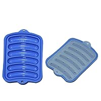 Baby Silicone Sausage Mold Making Steaming Ham and Hot Dog Complementary Food Baking Mold 1813.8cm/Blue with Ears (Two Packs)