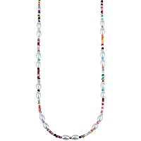 GD GOOD.designs EST. 2015 Pearl Necklace Ladies with Coloured Freshwater Pearls | Necklace with Pearls (45cm) | Skin-friendly Pearl Necklace without Pendant | Colourful and Waterproof