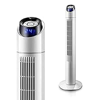 Tower Fan, 70° Oscillating Bladeless Fan with 3 Speeds, LED Display, Sleep Mode, Remote, 15H On/Off Timer, Portable Stand Up Floor Bladeless Fan for Bedrooms, Living Rooms, Kitchen, Offices