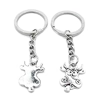 100 Items Metal Keychain Keyring Key Tags Chains Rings Jewelry Bag Charms J0KC6 Cartoon Calf Cow