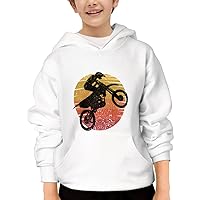 Unisex Youth Hooded Sweatshirt Dirt Bike Mountain Bike Retro Cute Kids Hoodies Pullover for Teens